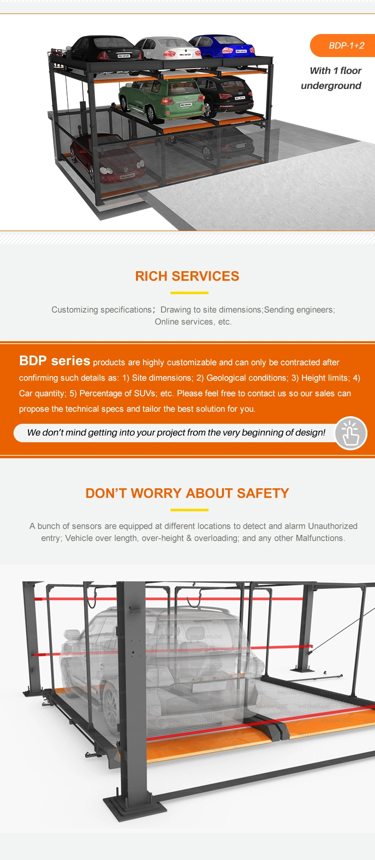 Pit Parking Hydraulic Inground Car Park Multi-Level Parking System